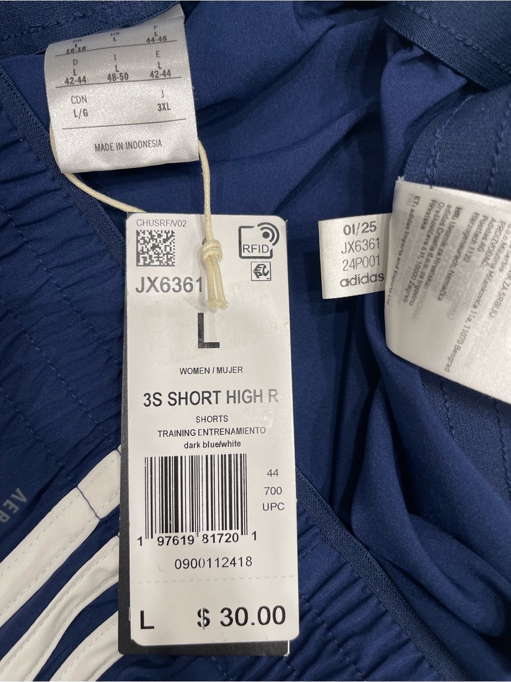 adidas 3-Stripes High-Rise Training Shorts Women's L New with Tags - Picture 12 of 12